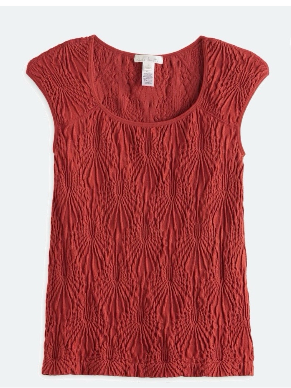 nine britton Rust Textured Cap Sleeve Top